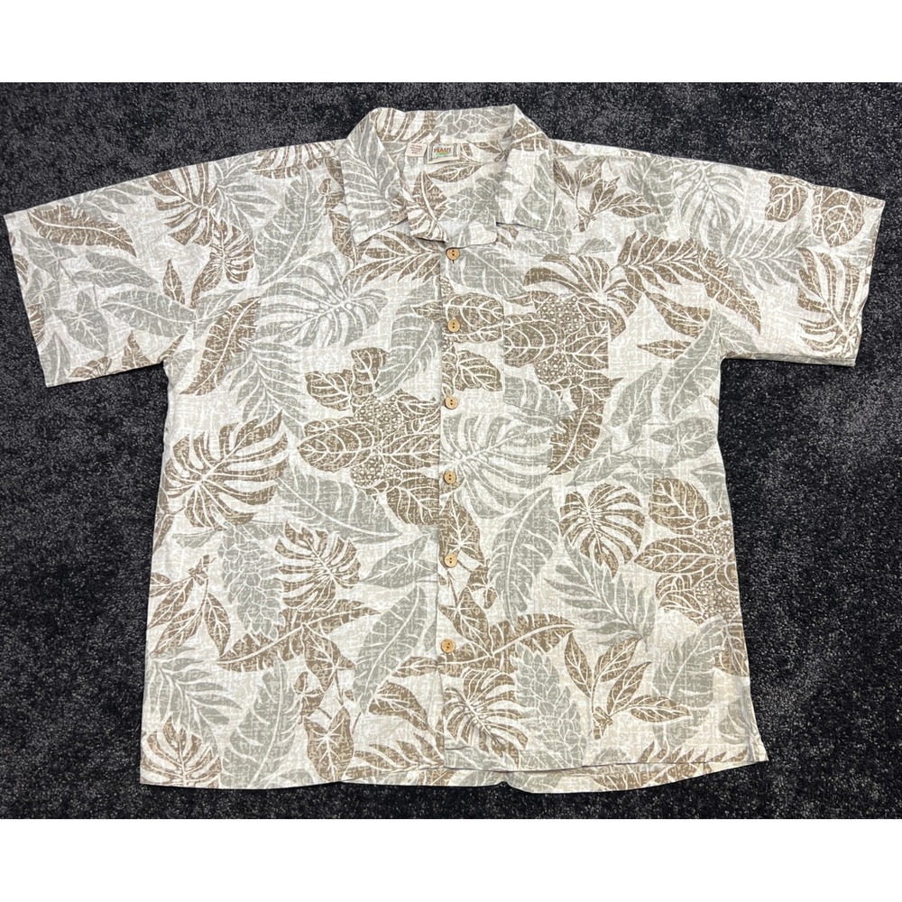 Maui Trading Company Tropical Hawaiian Cotton Shirt Mens 2XL‎ Leaf Print